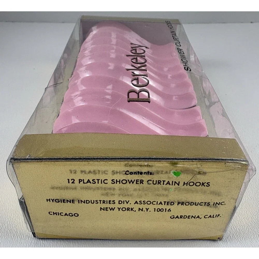 VTG Berkeley Pink Shower Curtain Hooks NOS Set of 12 Plastic Retro Bathroom NIP